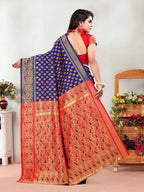 Vedant Vastram Litchi Silk Designer Banarasi Saree - Navy | Grocsy