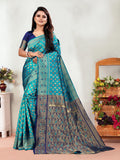 Vedant Vastram Litchi Silk Designer Banarasi Saree - Rama | Grocsy