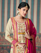 Anaita Pink Embroidered Silk Fully Stitched Plazo suit | Grocsy