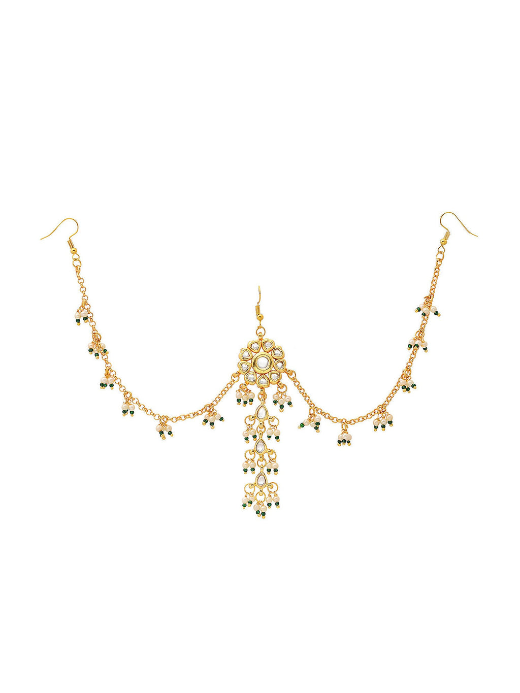 Ruby Raang Gold Flower Kundan Hair Jewelry | Grocsy