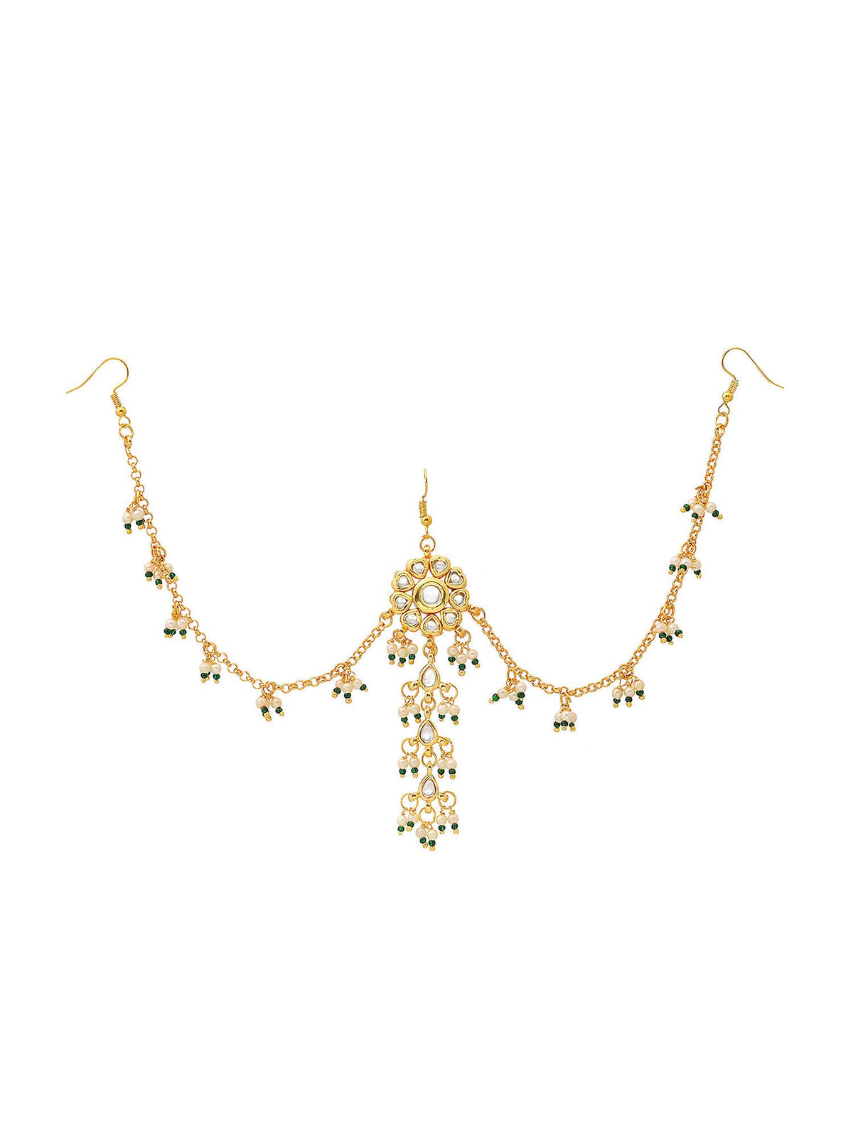 Ruby Raang Gold Flower Kundan Hair Jewelry | Grocsy