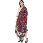 A R Silk Modal Kalamkari Print Fancy Maroon Coloured Dupatta | Grocsy