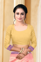 Vedant Vastram Litchi Silk Designer Banarasi Saree - Peach | Grocsy
