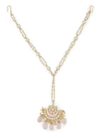 Gold-Polished White Kundan-Studded Pearl Beaded Matha Patti - Ruby Raang | Grocsy