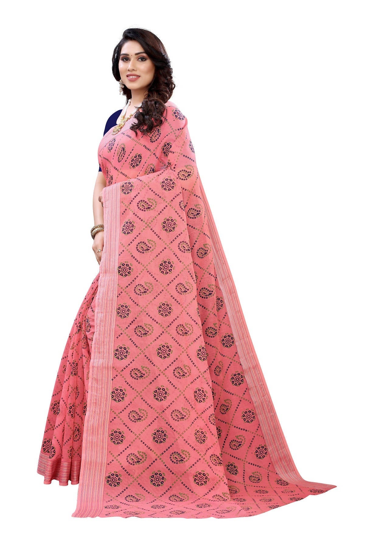 Vamika Peach Linen Jari Border Saree (CHARVI PEACH) | Grocsy