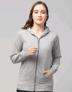 PAVONINE Silver Color Casual Winter Wear Hoodie Sweatshirt For Girls | Grocsy