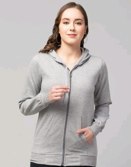 PAVONINE Silver Color Casual Winter Wear Hoodie Sweatshirt For Girls | Grocsy