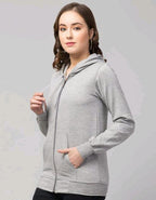 PAVONINE Silver Color Casual Winter Wear Hoodie Sweatshirt For Girls | Grocsy