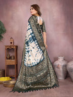 Anaita Blue Soft Satin Silk Saree With Zari Weaving Work | Grocsy