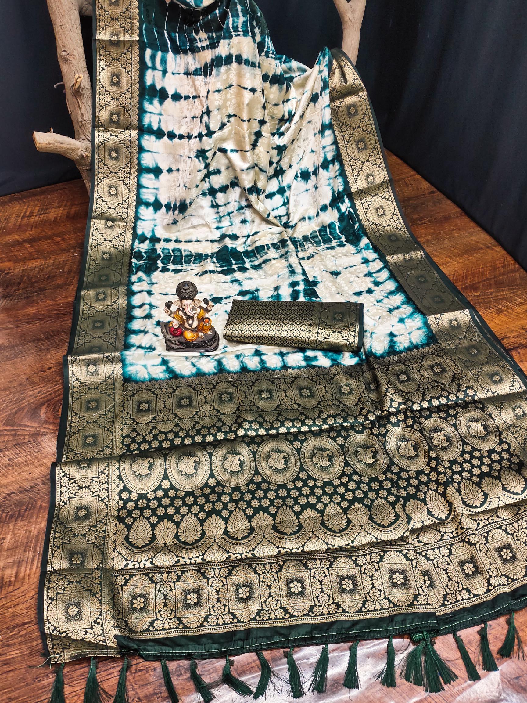 Anaita Blue Soft Satin Silk Saree With Zari Weaving Work | Grocsy