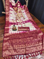 Anaita Magenta Soft Satin Silk Saree With Zari Weaving Work | Grocsy