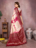 Anaita Magenta Soft Satin Silk Saree With Zari Weaving Work | Grocsy