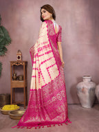 Anaita Pink Soft Satin Silk Saree With Zari Weaving Work | Grocsy