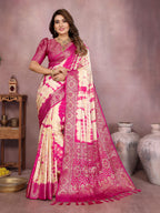 Anaita Pink Soft Satin Silk Saree With Zari Weaving Work | Grocsy