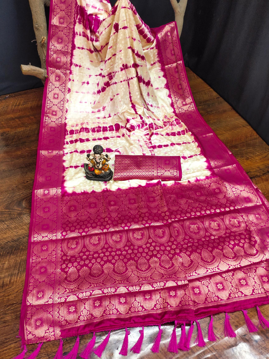 Anaita Pink Soft Satin Silk Saree With Zari Weaving Work | Grocsy