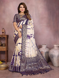 Anaita Violet Soft Satin Silk Saree With Zari Weaving Work | Grocsy