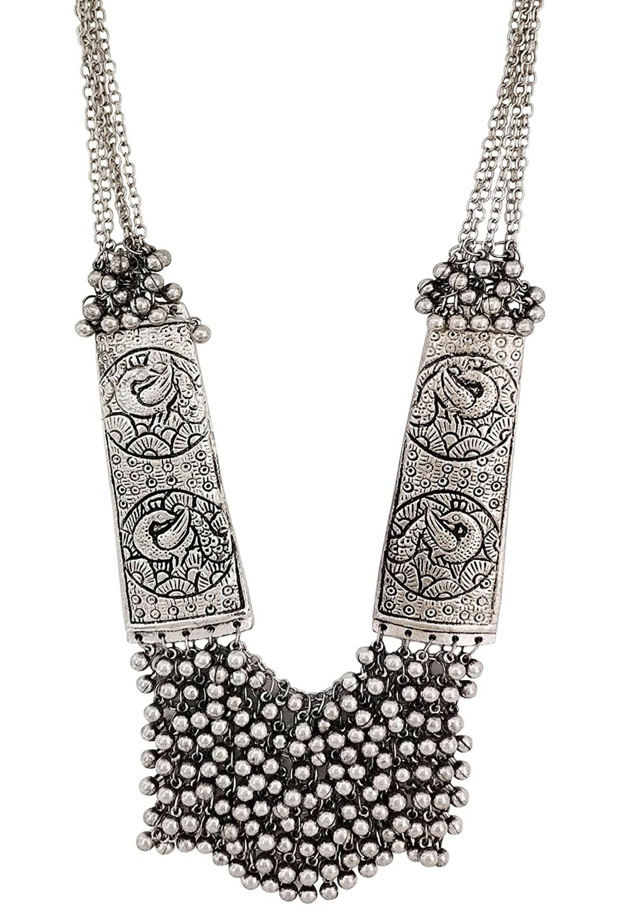 Mominos Fashion Joharkamal Oxidised Ghungroo Design Long Statement Necklace For Women & Girls | Grocsy