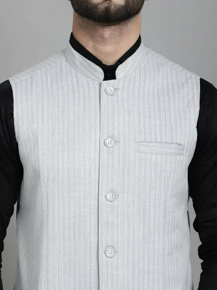 Even Apparels Nehru Jacket With Welt Pockets - Grey | Grocsy