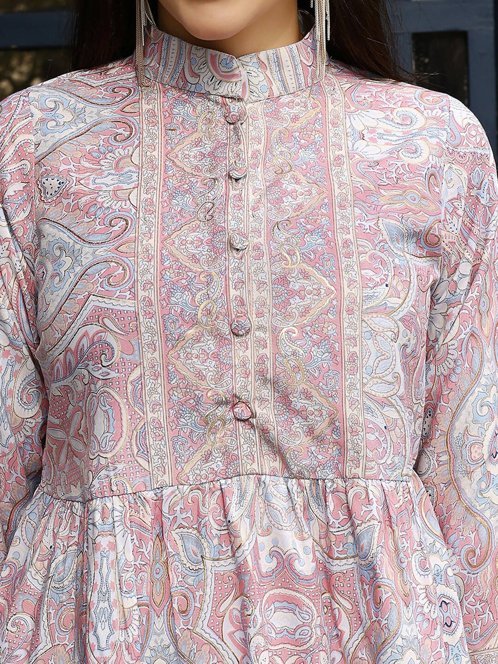 Light Pink Rayon Floral Printed Top with Matching Bottom - Eesha | Grocsy
