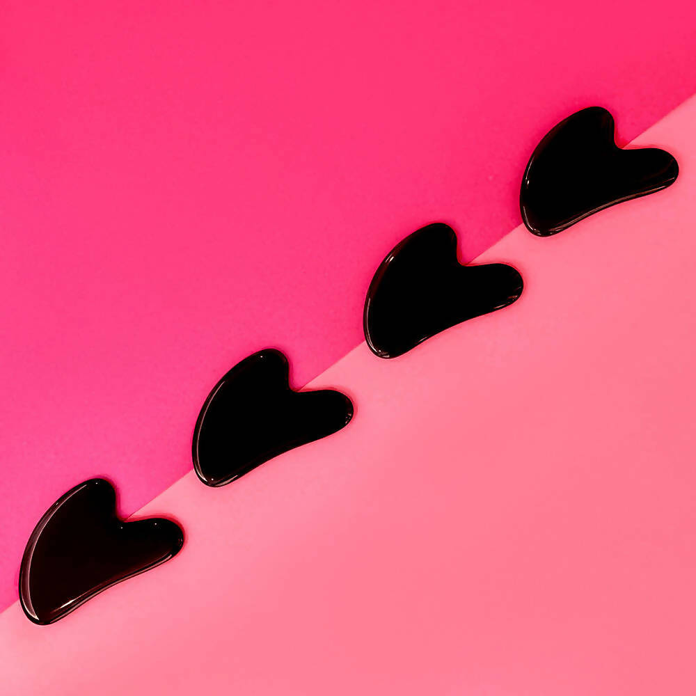 Natural Vibes Black Obsidian Face Gua Sha with Free Gold Beauty Elixir Oil | Grocsy