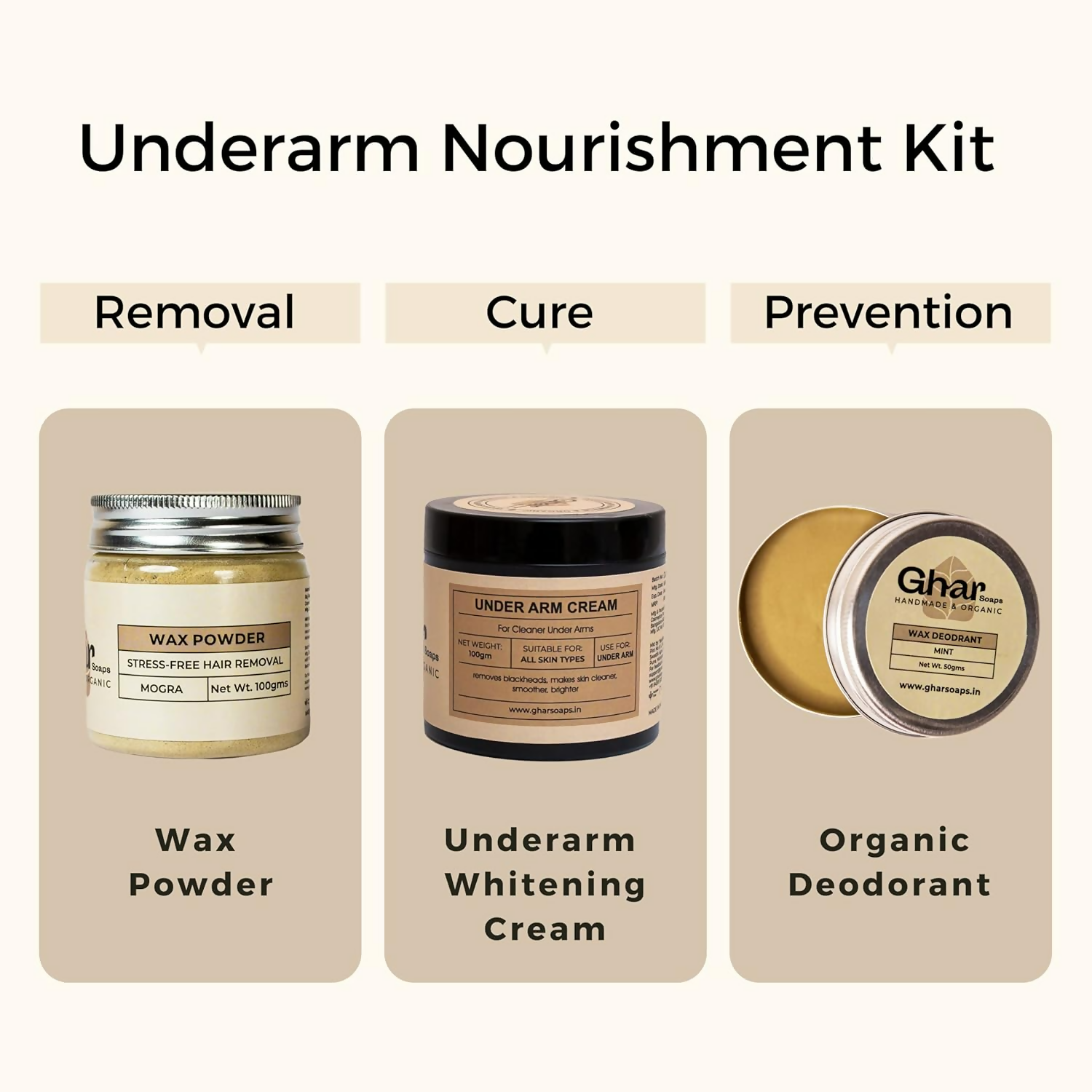 Ghar Soaps Underarm Lightening Cream Kit | Grocsy
