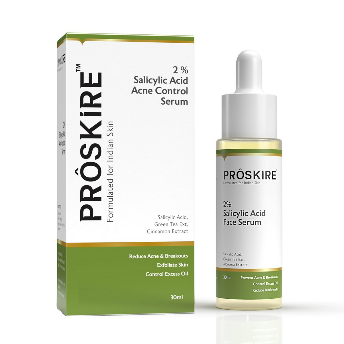 Proskire 2% Salicylic Acid Serum For Acne Blackheads & Whiteheads Control Oil & Bumpy Texture | Grocsy