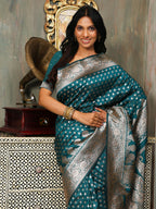 Shree Shyam Fashion Banarasi Silk Sea Green Saree | Grocsy