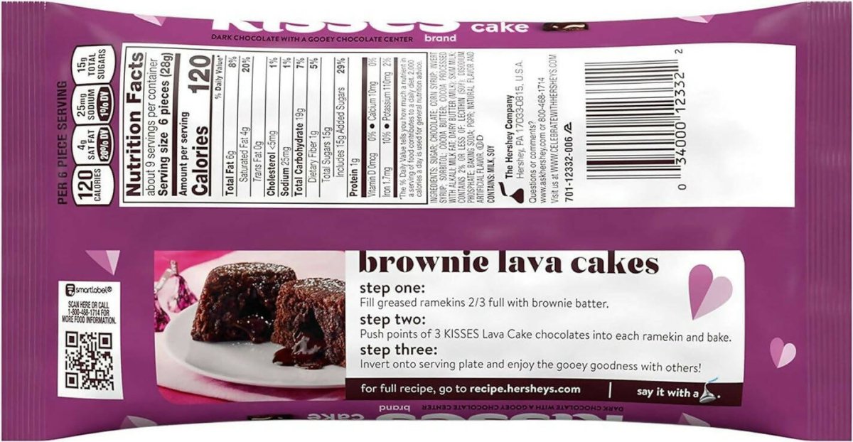 Ajfan Hershey's Kisses Lava Cake - Dark Chocolate With A Gooey Chocolate Center | Grocsy