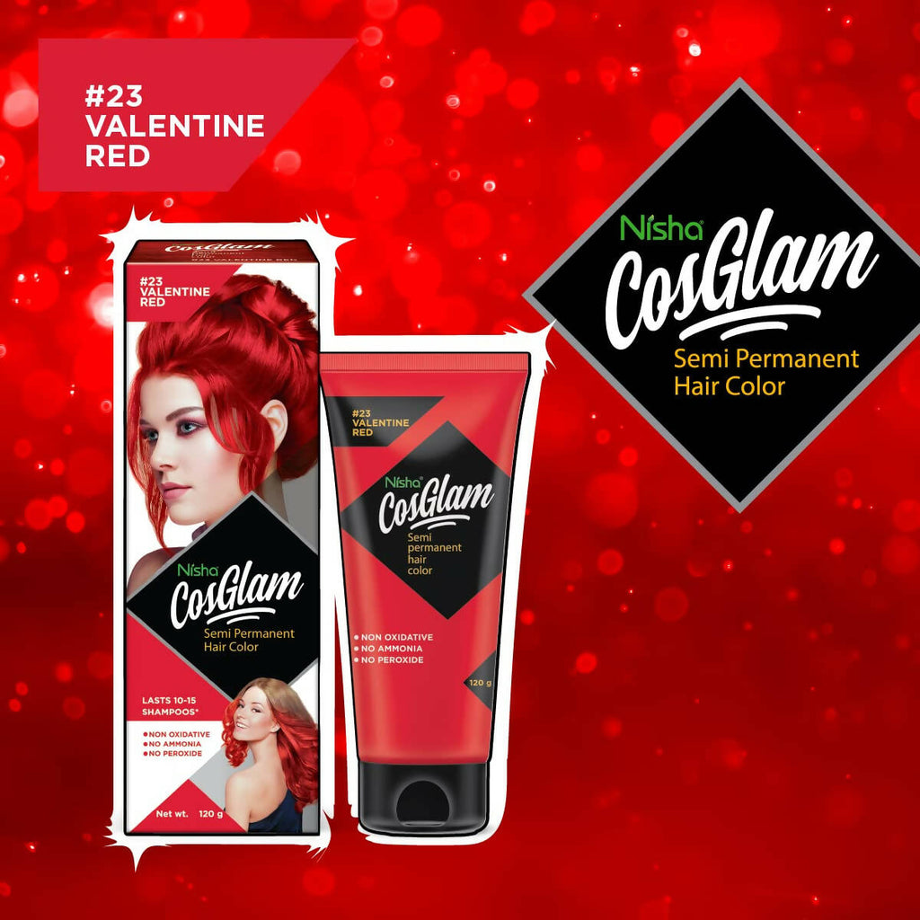 Nisha Cosglam Semi Permanent Hair Color 23 Valentine Red | Grocsy