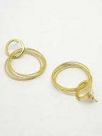 NVR Women Golden Linked Round Circle Attached Drop Earrings | Grocsy
