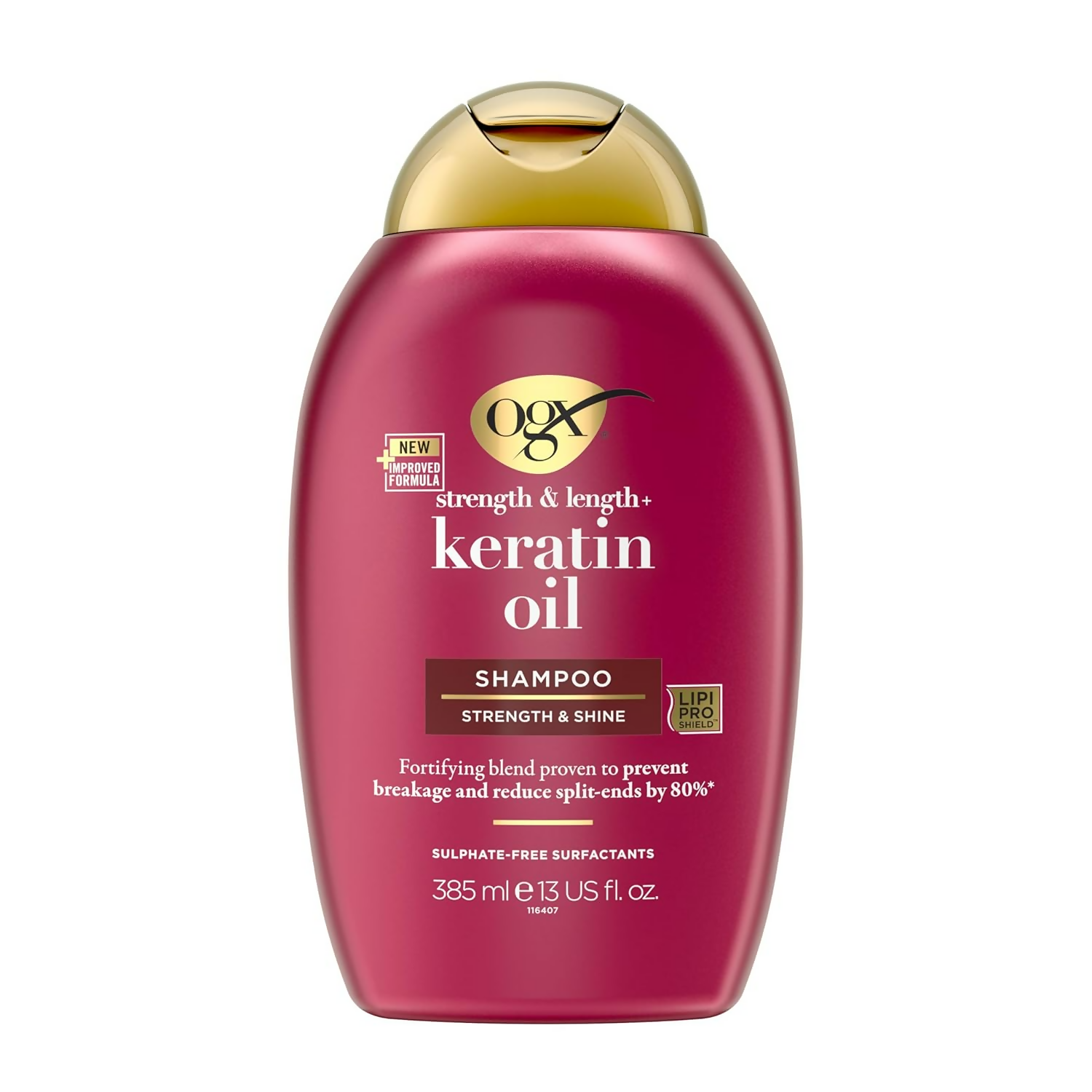 OGX Strength & Length + Keratin Oil Fortifying Anti-Frizz Shampoo | Grocsy
