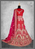 Red Velvet Zardosi Work With Pure Mirror Work Lehenga Choli - Nimaya Tyohar | Grocsy
