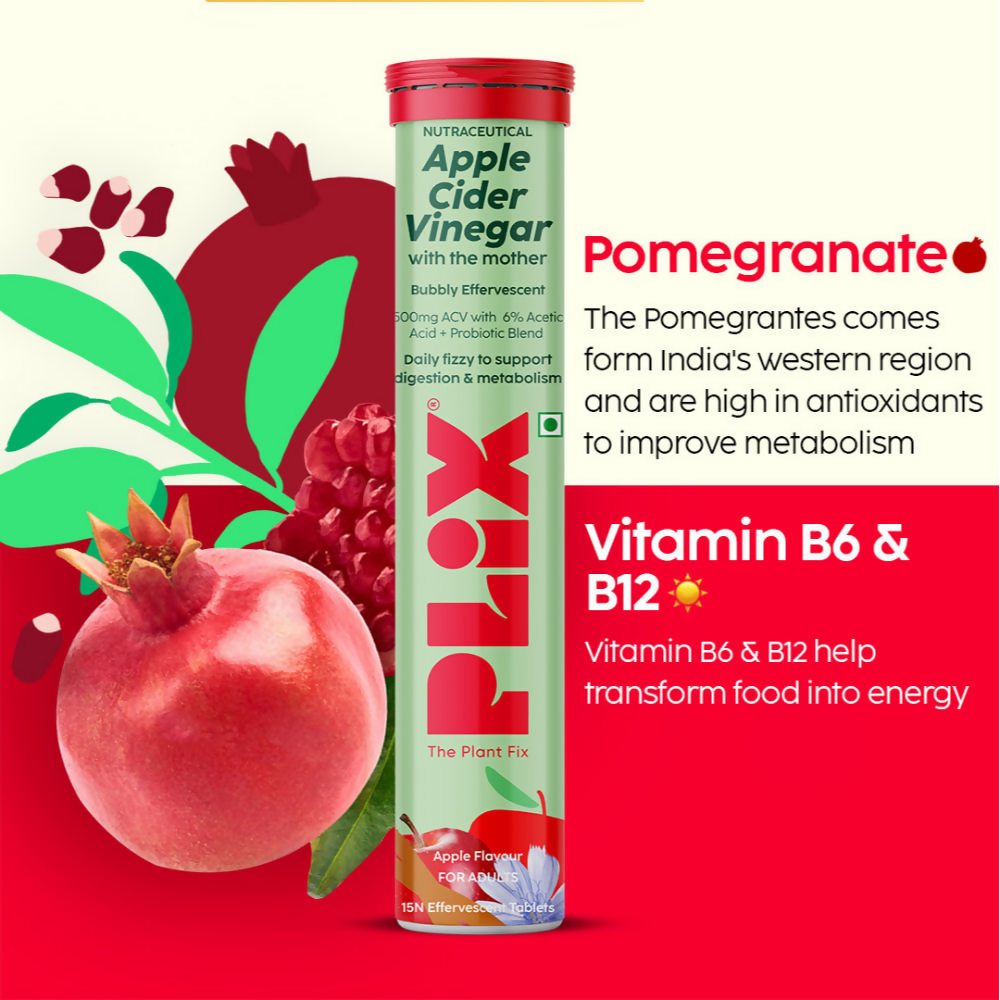 PLIX The Plant Fix Probiotics+ ACV Apple Cider Vinegar Effervescent Tablets | Grocsy