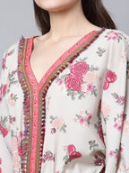 Ahalyaa Womens Beige Crepe Digital Floral Print Jumpsuit | Grocsy