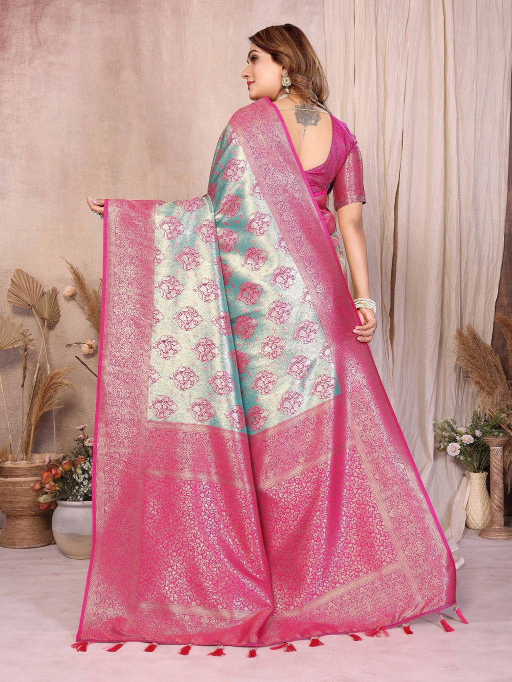 Anaita Banarasi Tissue Silk Saree | Grocsy