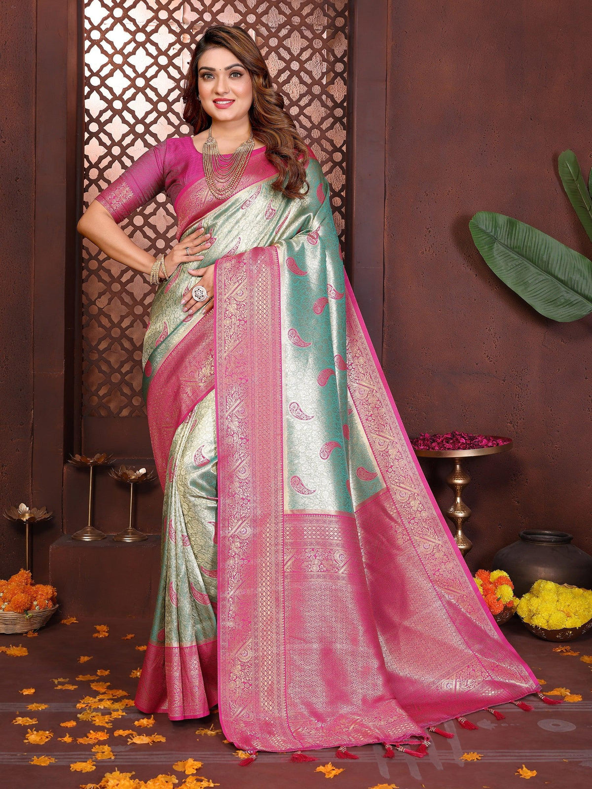 Anaita Banarasi Tissue Silk Saree | Grocsy