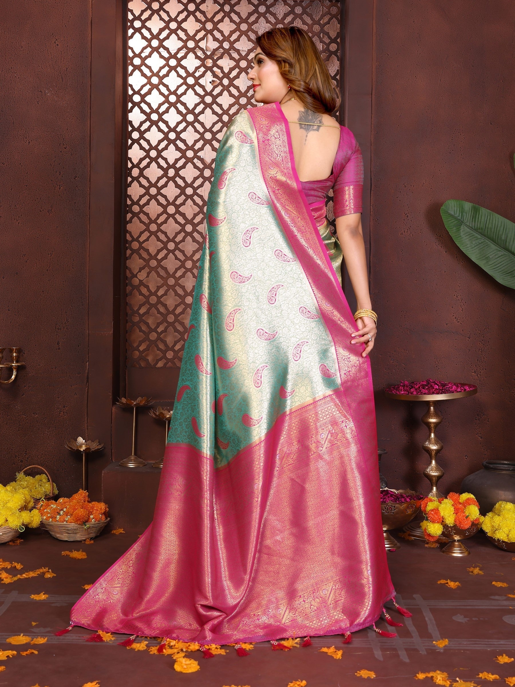 Anaita Banarasi Tissue Silk Saree | Grocsy