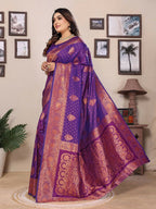 Joban Fashion Banarasi Purple Woven Soft Silk Saree | Grocsy