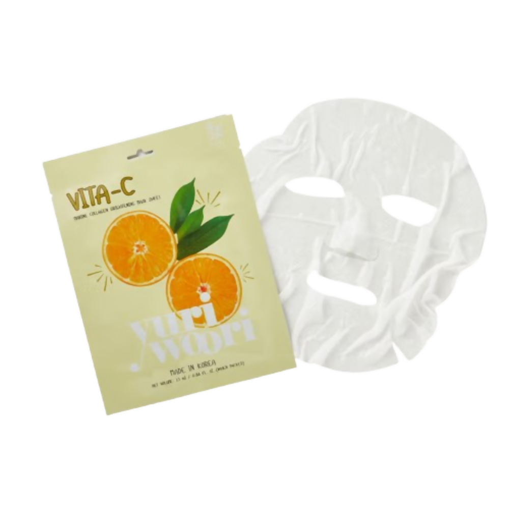 Yuri Woori Vita-C Marine Collagen Brightening Sheet Mask | Grocsy