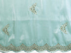 Vastranavya Sky Blue Embroidery Work Shimmer Chiffon Saree with Unstitched Blouse | Grocsy