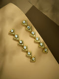 Nuyug 18K Gold-Plated Crystal Stone Studded Triangular Drop Sleek Earrings | Grocsy