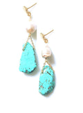 Bling Accessories Turquoise Stone With Baroque Pearl Earrings | Grocsy