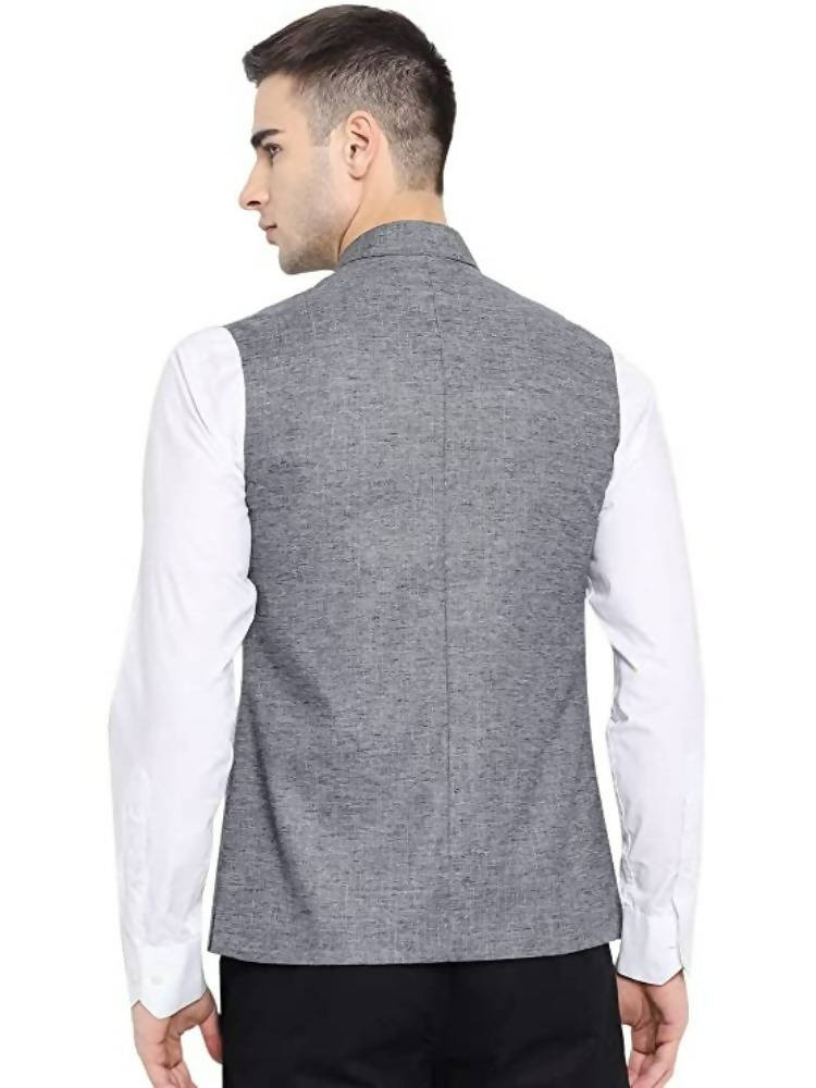 Vastraa Fusion Men's Assorted Dots Blended Festive Nehru Jacket | Grocsy