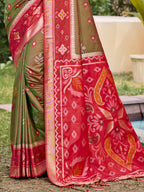 Shree Shyam Fashion Mehndi Pochampally Silk Saree | Grocsy