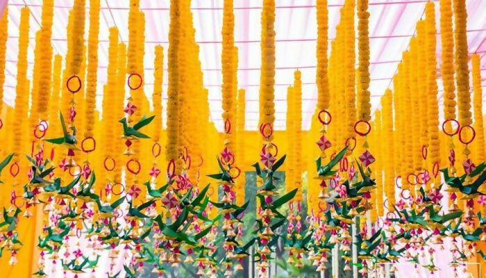 Shuddh Natural Hand Made Palm Leaf Fish & Lotus Hanging | Grocsy