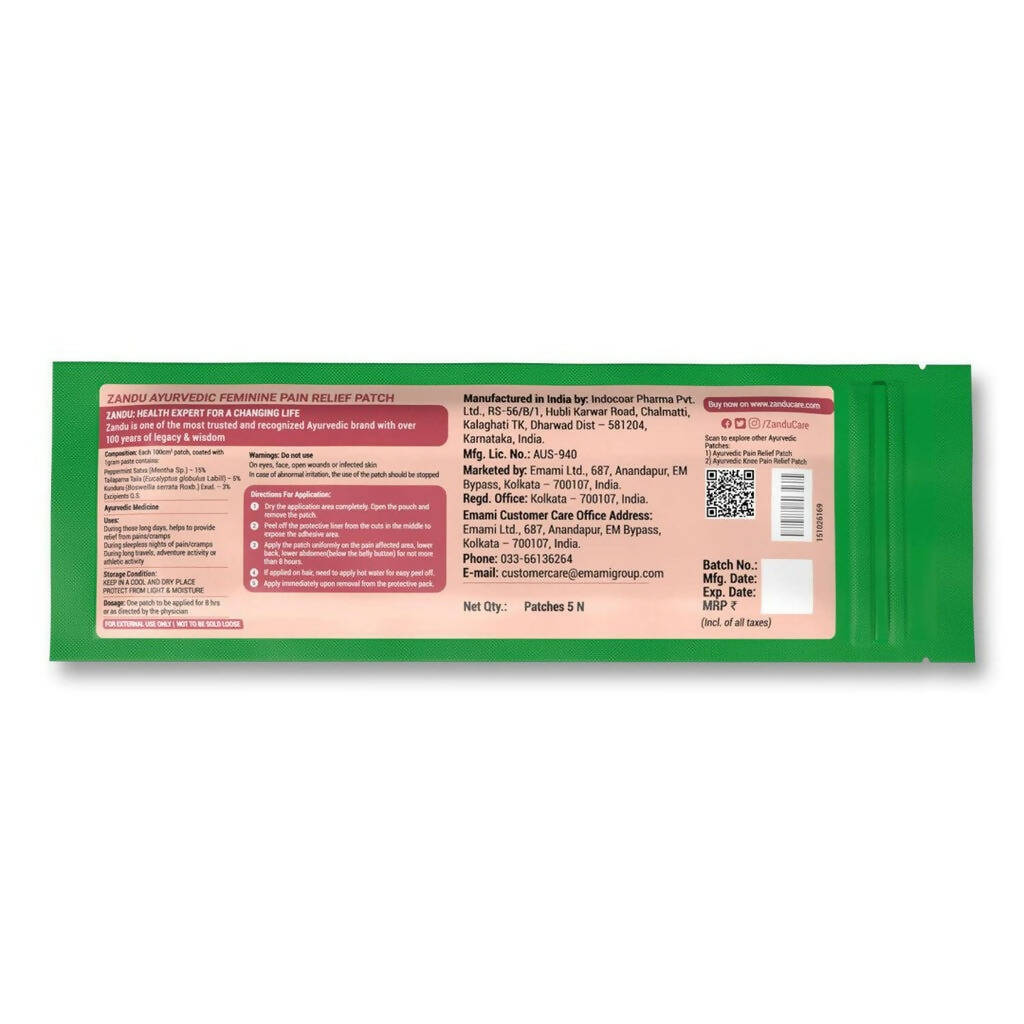 Zandu Feminine Pain Relief Patch | Grocsy