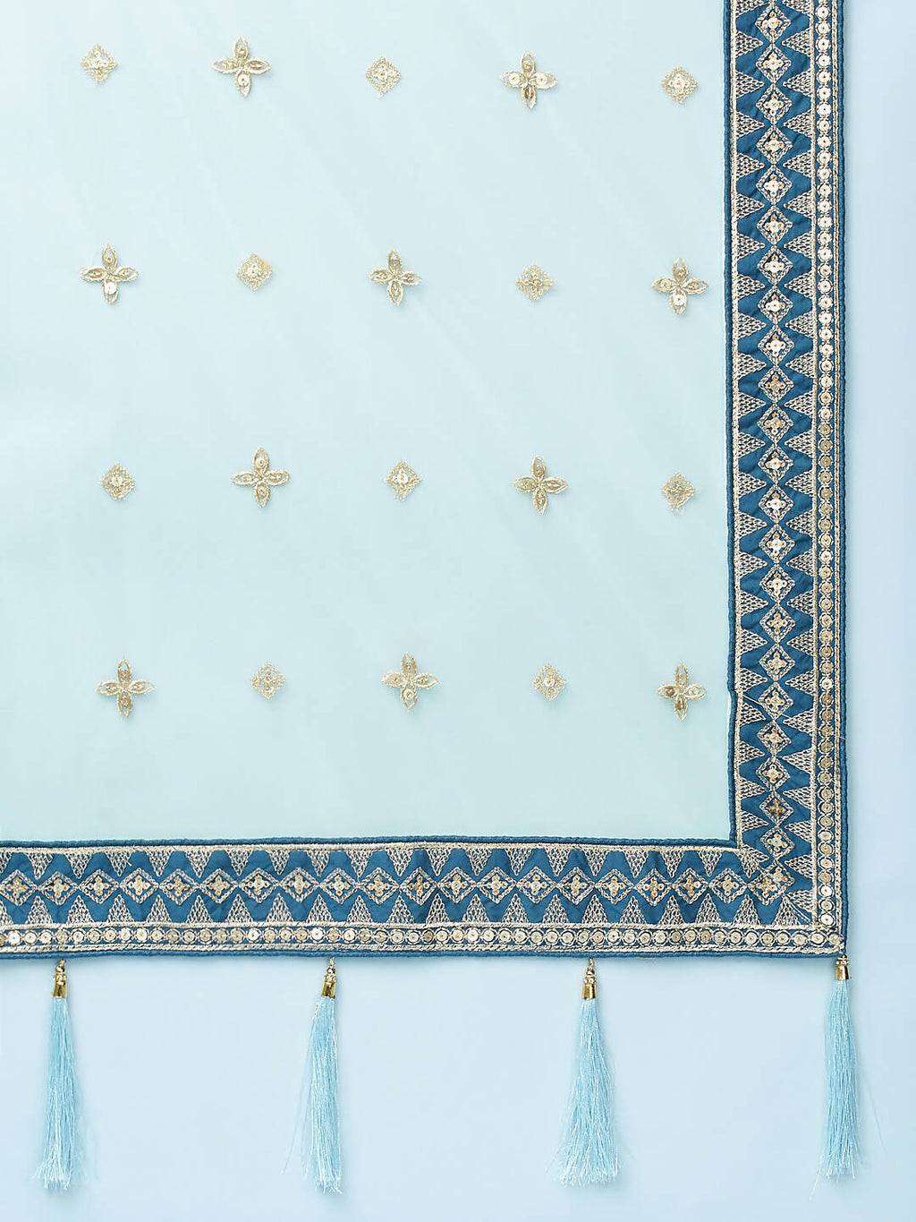 House of Panchhi Teal - Pure Georgette Embroidered Lehenga | Grocsy