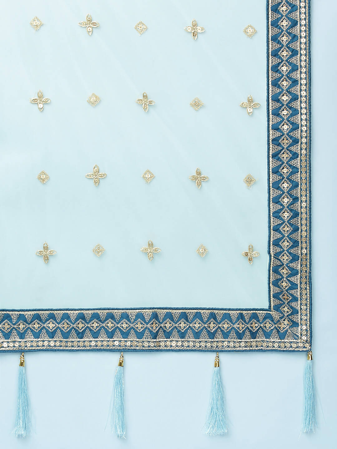House of Panchhi Teal - Pure Georgette Embroidered Lehenga | Grocsy