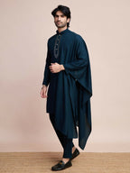 Vastranavya Traditional Festival Wear Viscose Thread & Sequence Embroidered Work Kurta Pant Set - Navy Blue | Grocsy