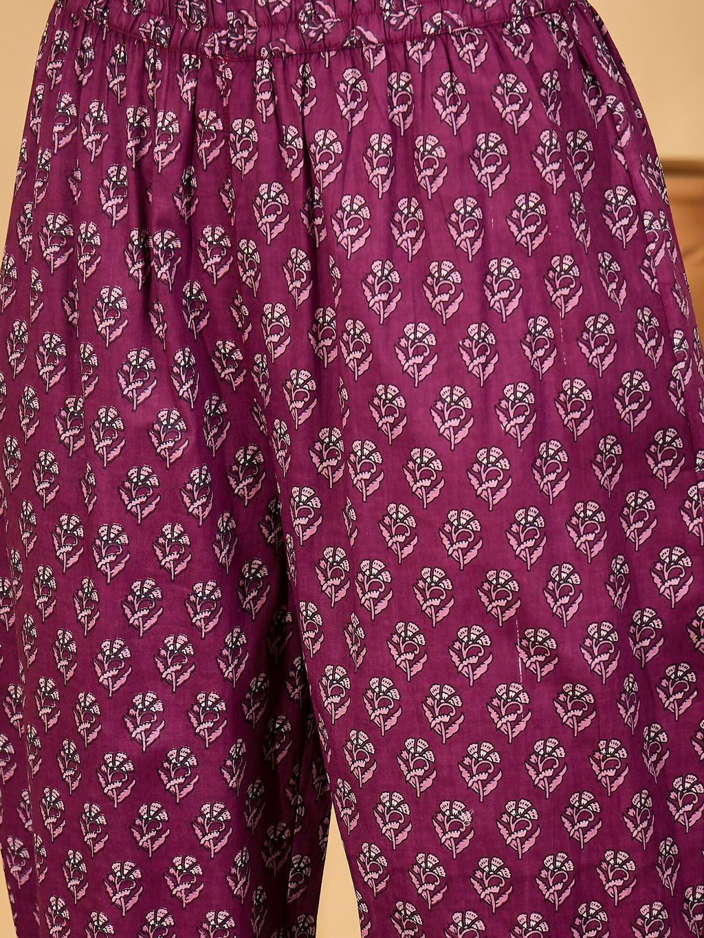 Joban Fashion Printed Purple Pure Cotton Kurta Set | Grocsy